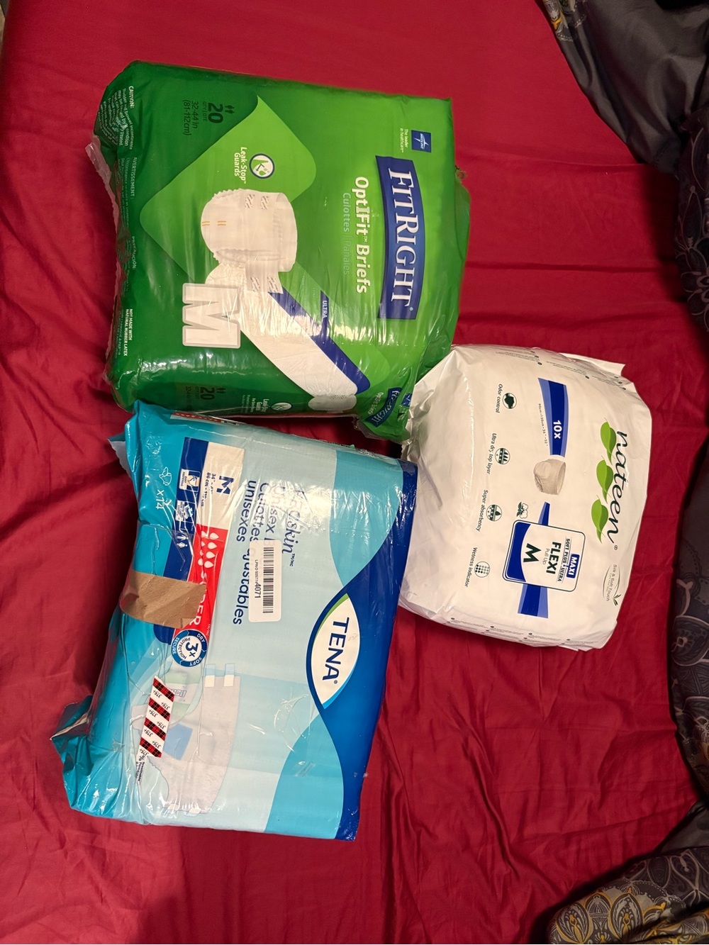 Lot of 3 open packs briefs adult diapers, Medium